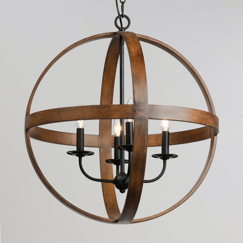 Maxim 27574APBK Compass 4 Light Pendant | Antique Pecan / Black