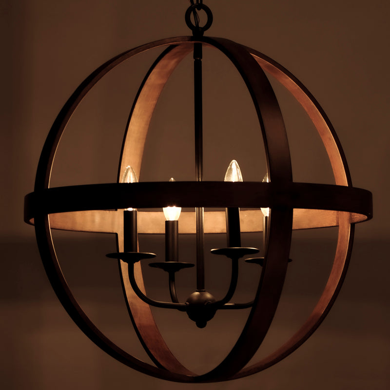 Maxim 27574APBK Compass 4 Light Pendant | Antique Pecan / Black