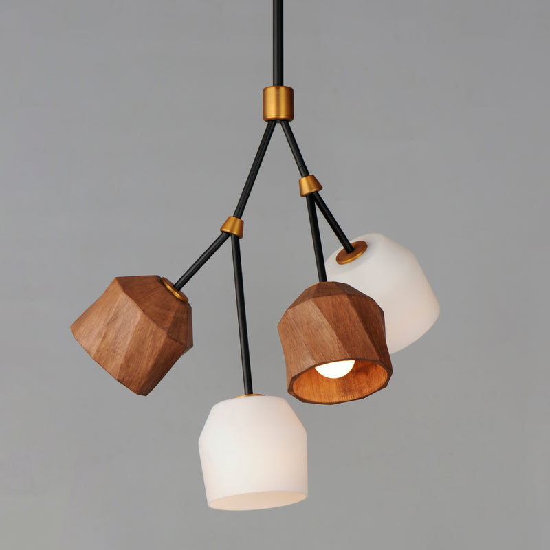 Maxim 28274DBZAB Akimbo 4 Light Pendant W LED Bulbs | Dark Bronze/Antique Brass