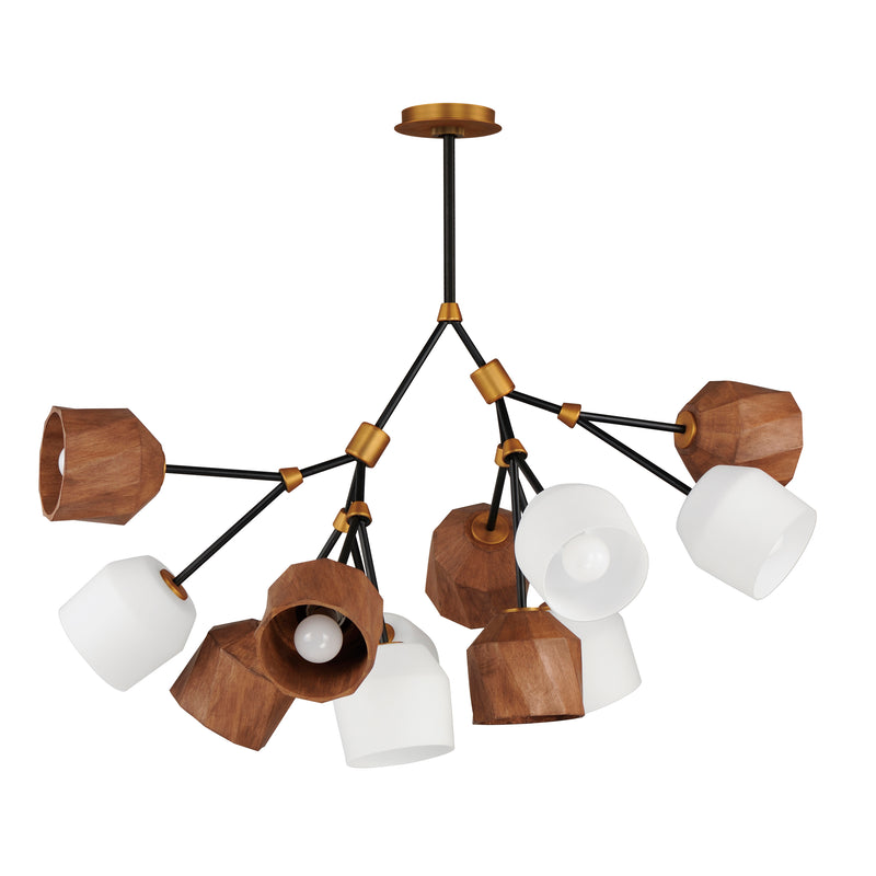 Maxim 28278DBZAB Akimbo 12 Light Pendant W LED Bulbs | Dark Bronze/Antique Brass