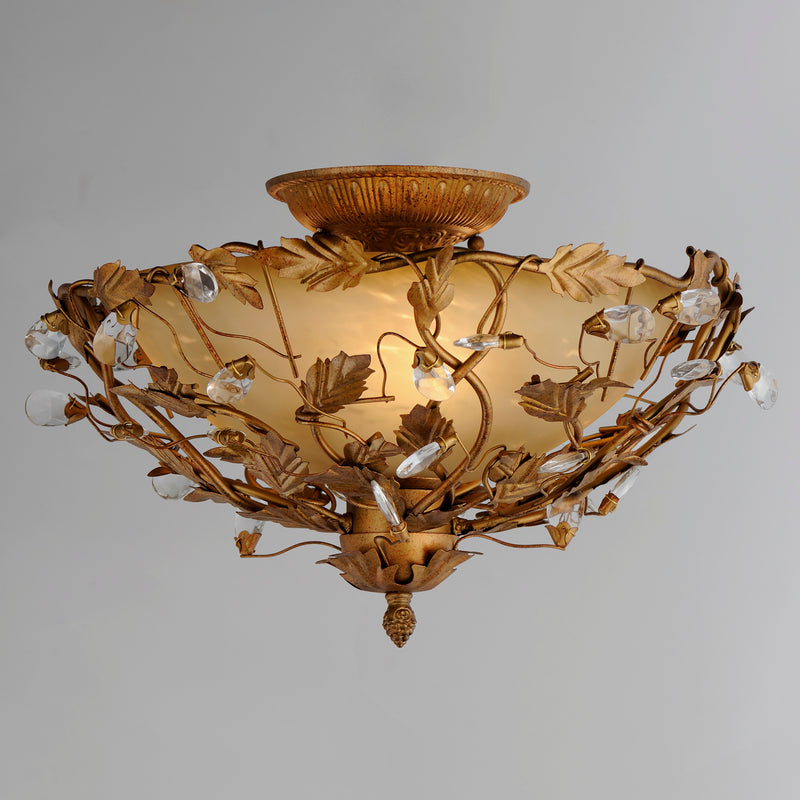 Maxim 2859EG Elegante 3 Light Semi Flush Mount | Etruscan Gold