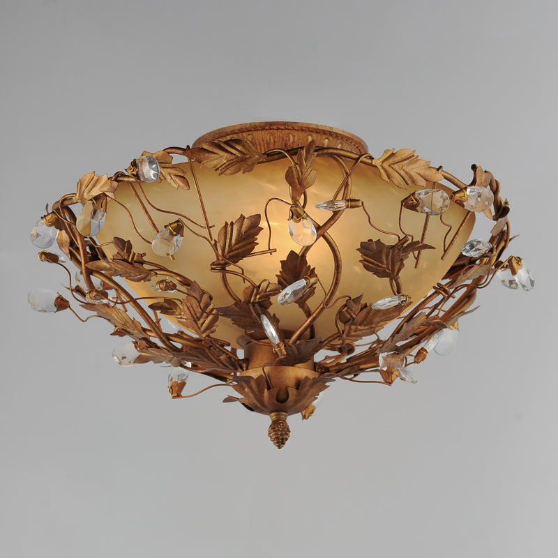 Maxim 2859EG Elegante 3 Light Semi Flush Mount | Etruscan Gold