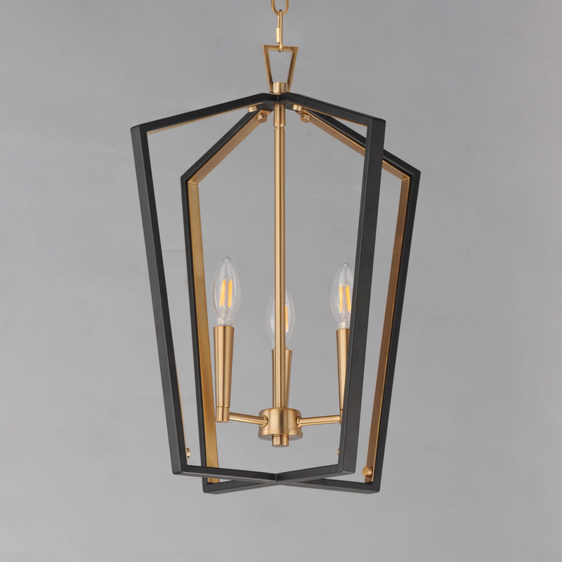 Maxim 28613BKNAB Melrose 3 Light Pendant | Black / Natural Aged Brass