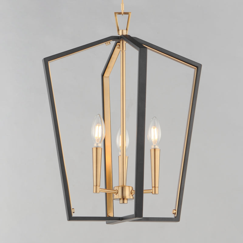 Maxim 28613BKNAB Melrose 3 Light Pendant | Black / Natural Aged Brass