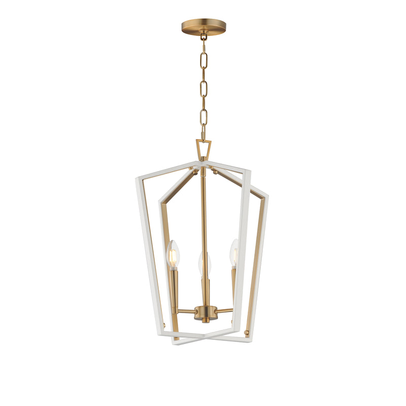 Maxim 28613WTNAB Melrose 3 Light Pendant | White/Natural Aged Brass