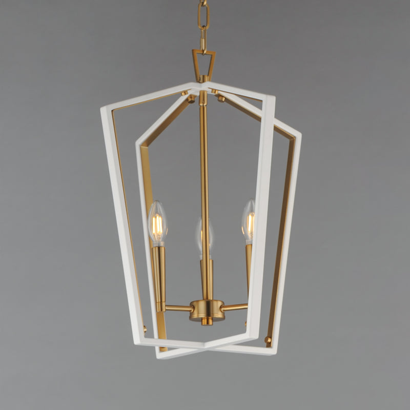 Maxim 28613WTNAB Melrose 3 Light Pendant | White/Natural Aged Brass