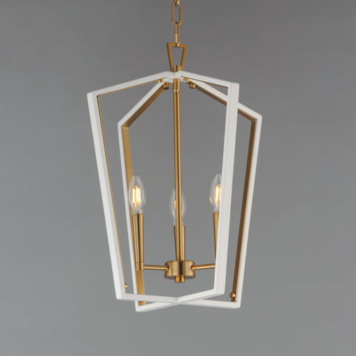 Maxim 28613WTNAB Melrose 3 Light Pendant | White/Natural Aged Brass