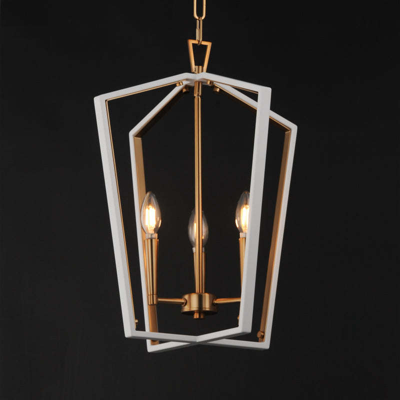 Maxim 28613WTNAB Melrose 3 Light Pendant | White/Natural Aged Brass