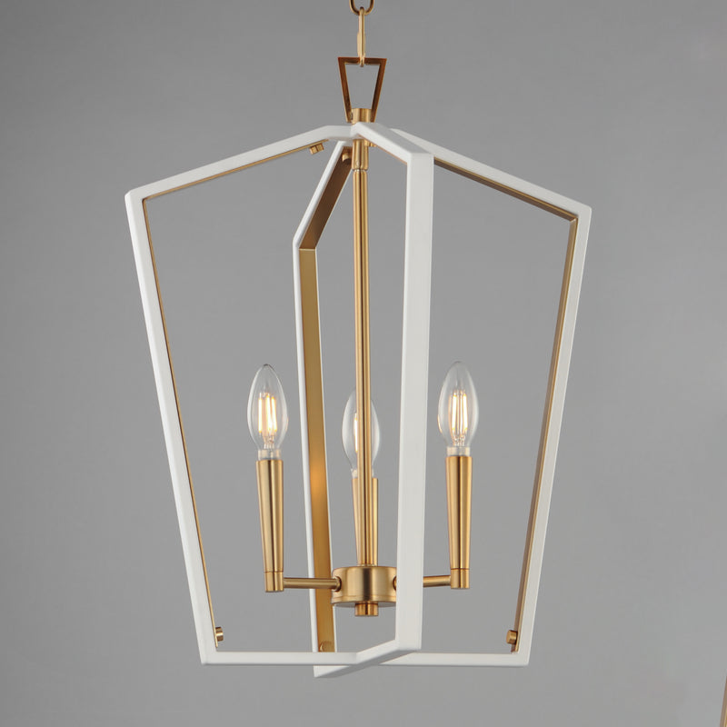 Maxim 28613WTNAB Melrose 3 Light Pendant | White/Natural Aged Brass