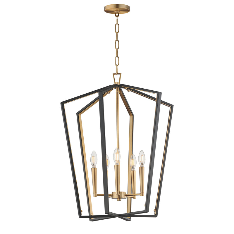 Maxim 28615BKNAB Melrose 5 Light Pendant | Black / Natural Aged Brass