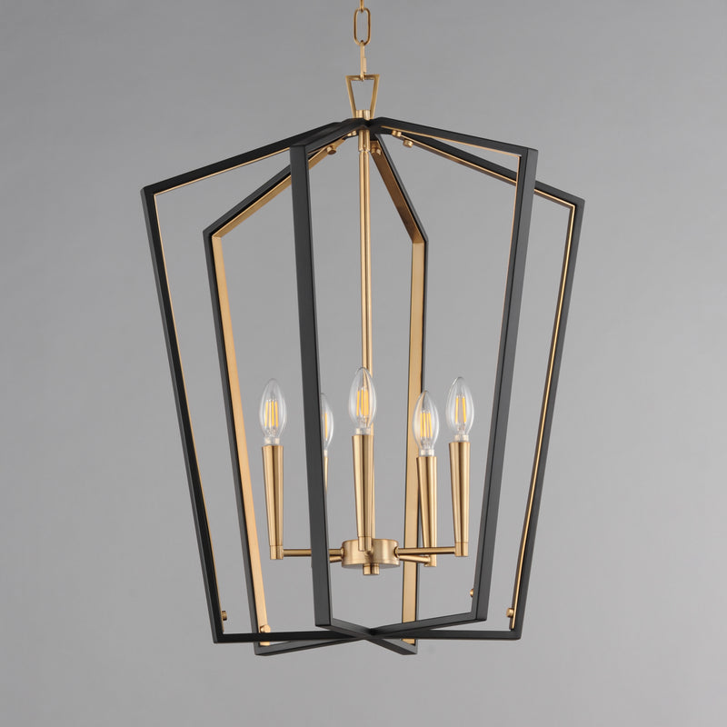 Maxim 28615BKNAB Melrose 5 Light Pendant | Black / Natural Aged Brass