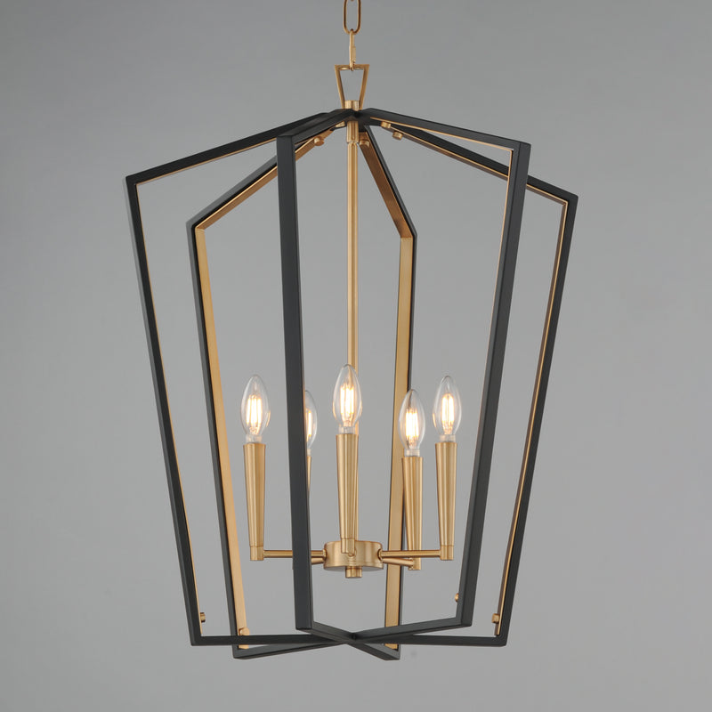 Maxim 28615BKNAB Melrose 5 Light Pendant | Black / Natural Aged Brass