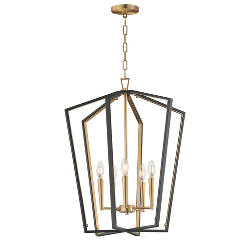 Maxim 28615BKNAB Melrose 5 Light Pendant | Black / Natural Aged Brass