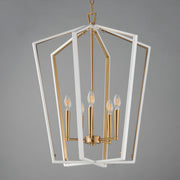 Maxim 28615WTNAB Melrose 5 Light Pendant | White/Natural Aged Brass