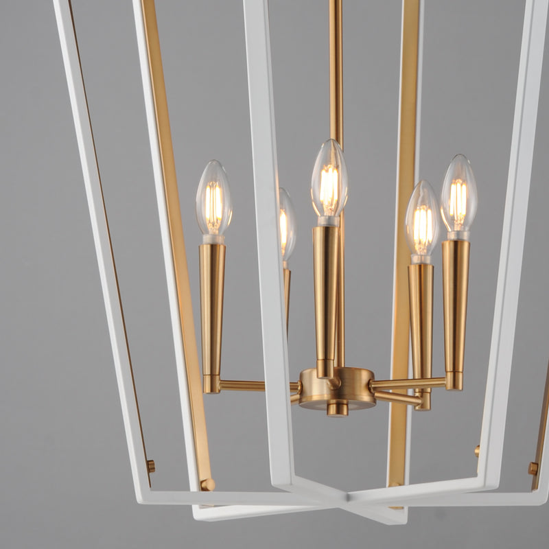 Maxim 28615WTNAB Melrose 5 Light Pendant | White/Natural Aged Brass