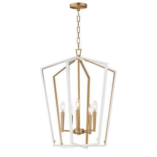 Maxim 28615WTNAB Melrose 5 Light Pendant | White/Natural Aged Brass