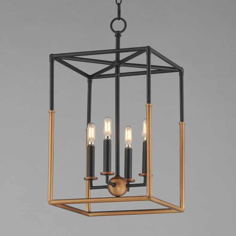Maxim 28624BKWBR Soho 4 Light Pendant | Black/Weathered Brass