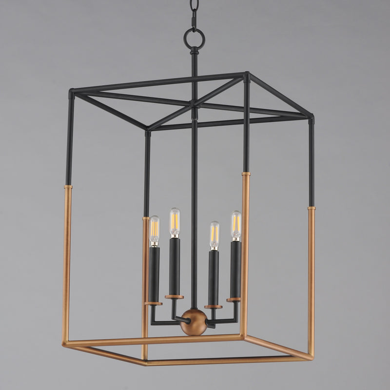 Maxim 28625BKWBR Soho 4 Light Large Pendant | Black/Weathered Brass