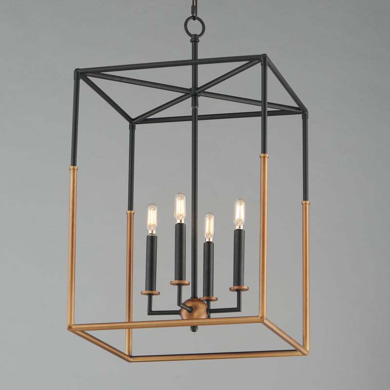 Maxim 28625BKWBR Soho 4 Light Large Pendant | Black/Weathered Brass