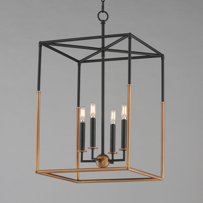 Maxim 28625BKWBR Soho 4 Light Large Pendant | Black/Weathered Brass