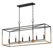 Maxim 28626BKWBR Soho 6 Light Linear Pendant | Black/Weathered Brass