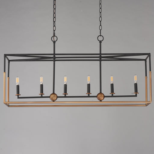 Maxim 28626BKWBR Soho 6 Light Linear Pendant | Black/Weathered Brass