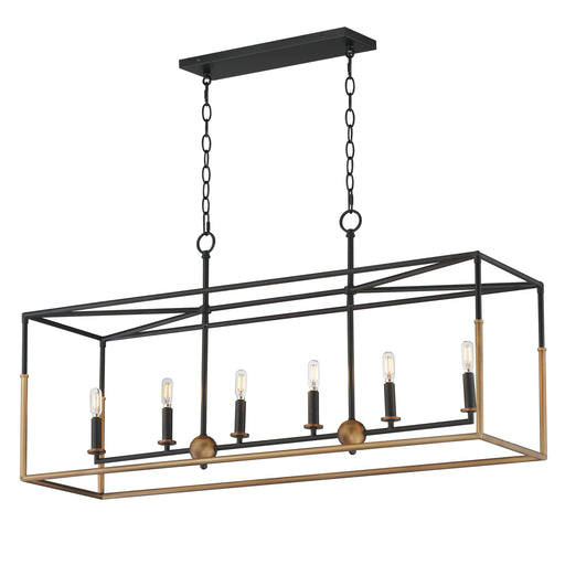Maxim 28626BKWBR Soho 6 Light Linear Pendant | Black/Weathered Brass