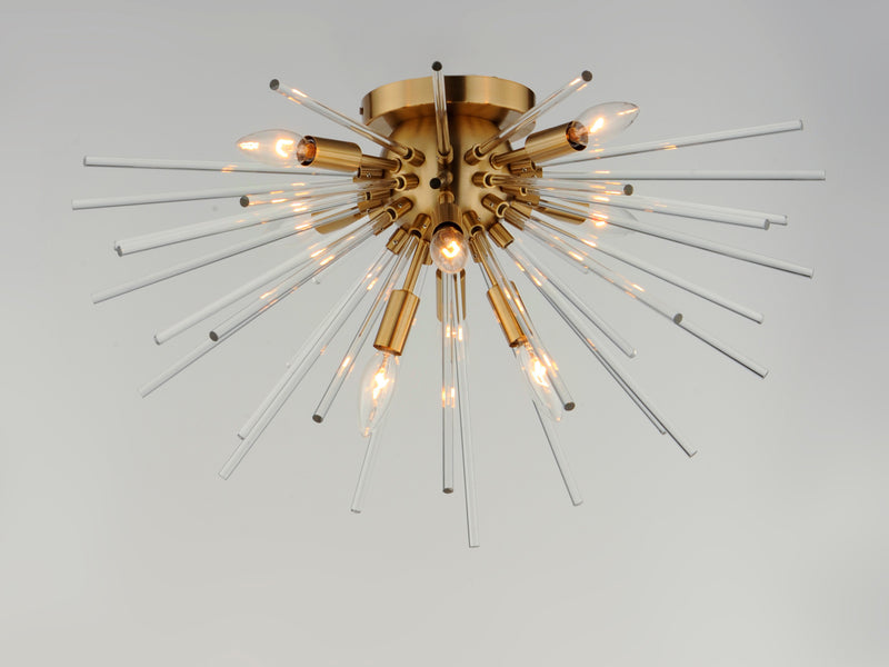 Maxim 28660CLSBR Polaris 8 Light Flush Mount | Satin Brass