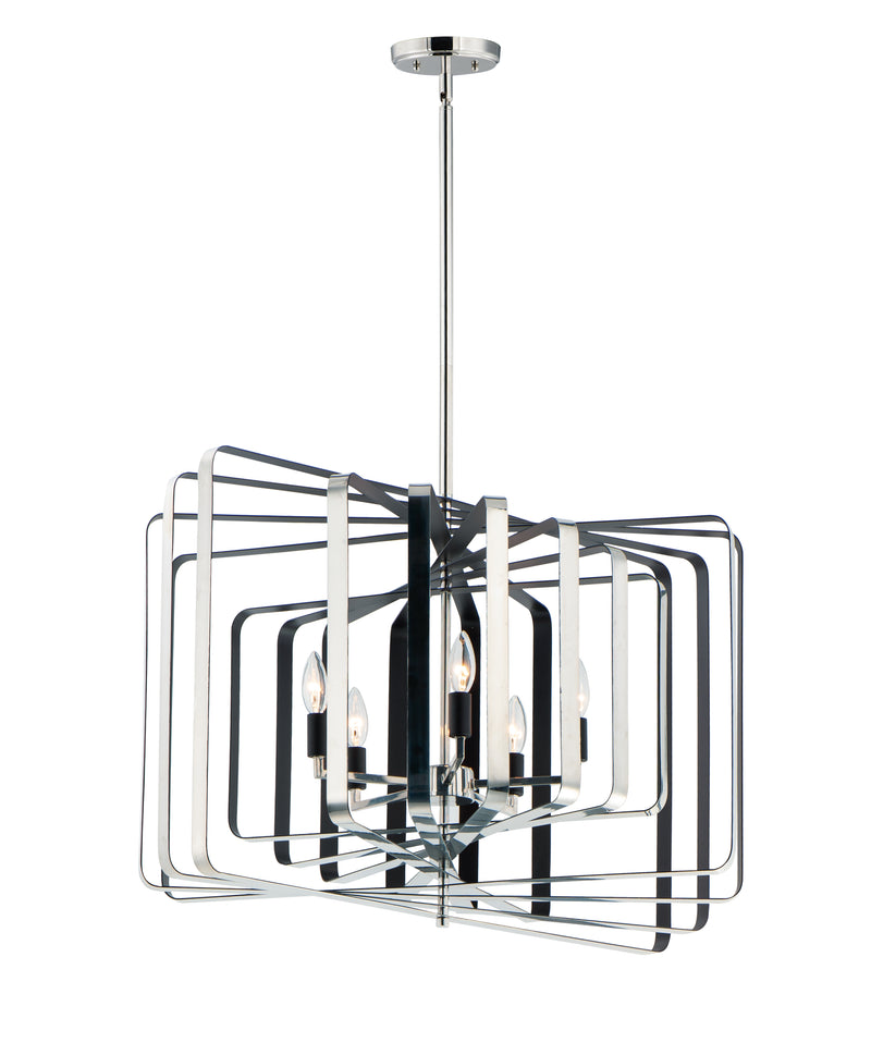 Maxim 28677PNBK Radial 5 Light Pendant | Polished Nickel / Black