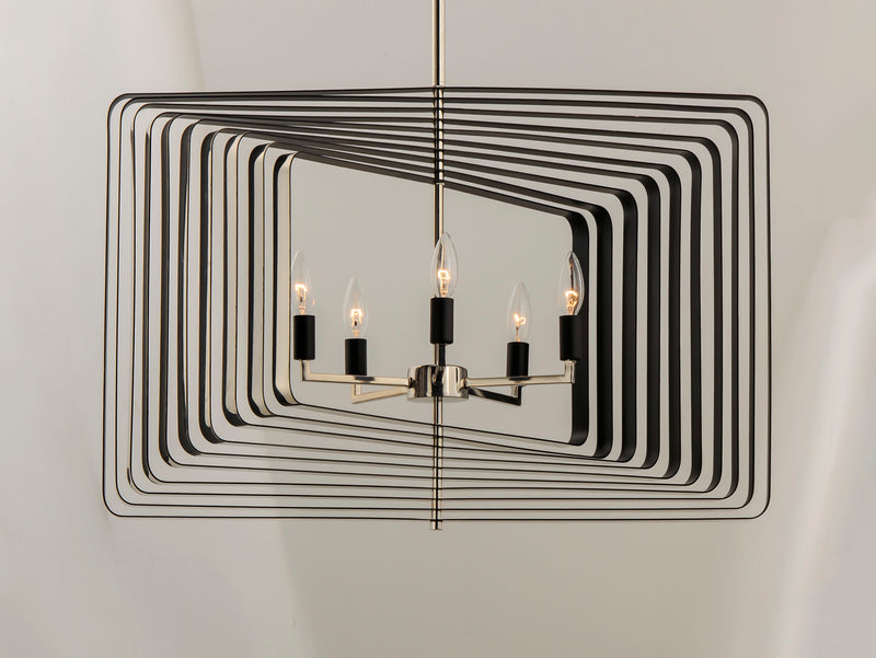Maxim 28677PNBK Radial 5 Light Pendant | Polished Nickel / Black