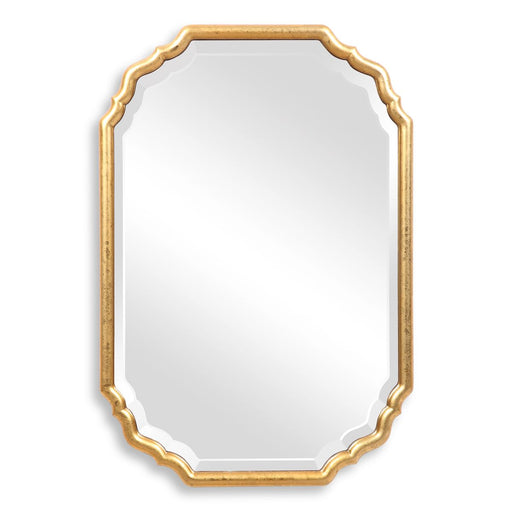 Dorado Antique Metallic Gold Leaf Mirror | Modern Oval Engineered Wood Frame Bathroom Vanity Mirror Mounted Vertical or Horizontal (22 in. W x 32 in. H x 1 in. D)