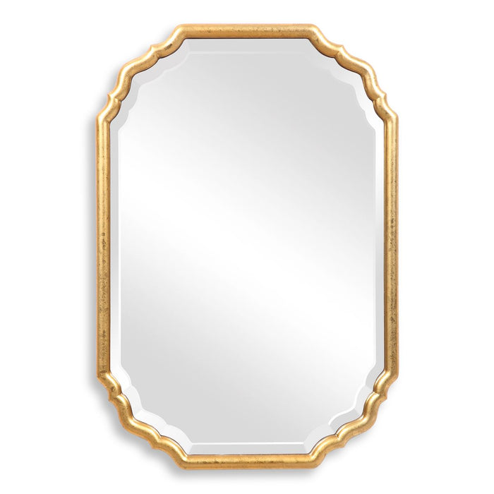 Dorado Antique Metallic Gold Leaf Mirror | Modern Oval Engineered Wood Frame Bathroom Vanity Mirror Mounted Vertical or Horizontal (22 in. W x 32 in. H x 1 in. D)