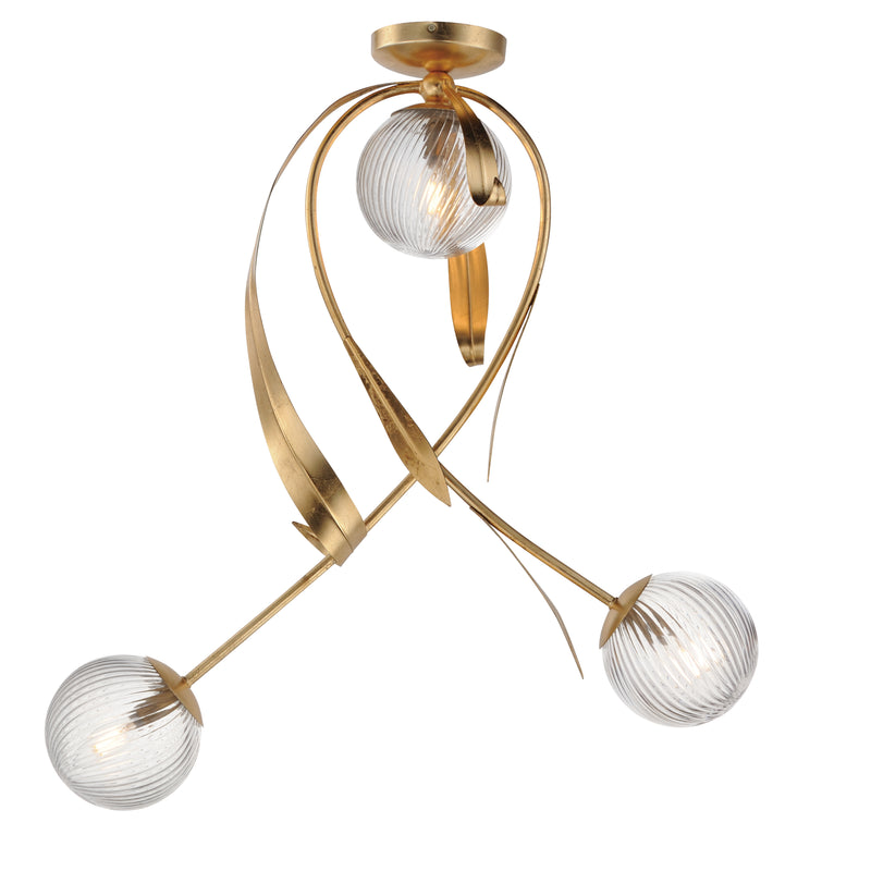 Maxim 28714CRGL Firenze 3 Light Flush Mount | Gold Leaf
