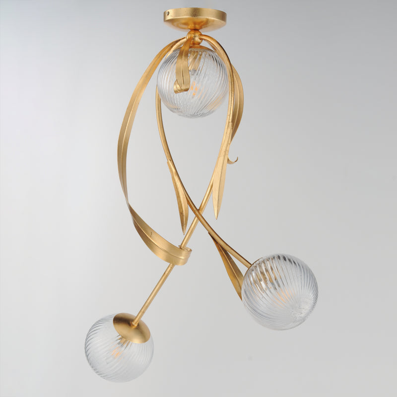 Maxim 28714CRGL Firenze 3 Light Flush Mount | Gold Leaf