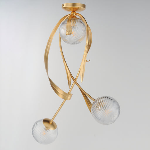 Maxim 28714CRGL Firenze 3 Light Flush Mount | Gold Leaf