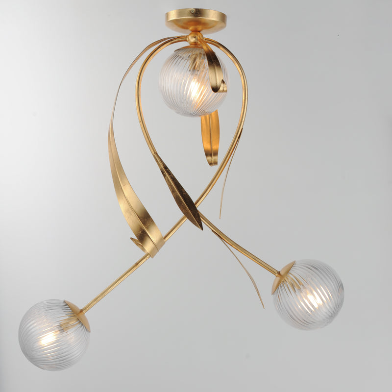 Maxim 28714CRGL Firenze 3 Light Flush Mount | Gold Leaf