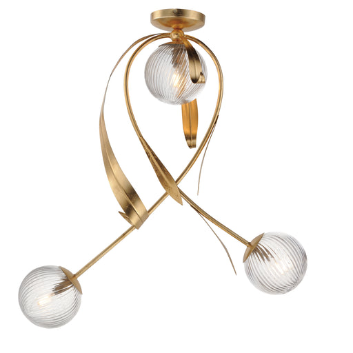 Maxim 28714CRGL Firenze 3 Light Flush Mount | Gold Leaf