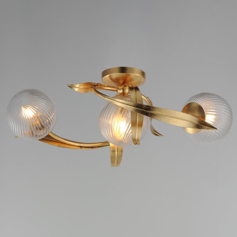 Maxim 28717CRGL Firenze 3 Light Flush Mount | Gold Leaf
