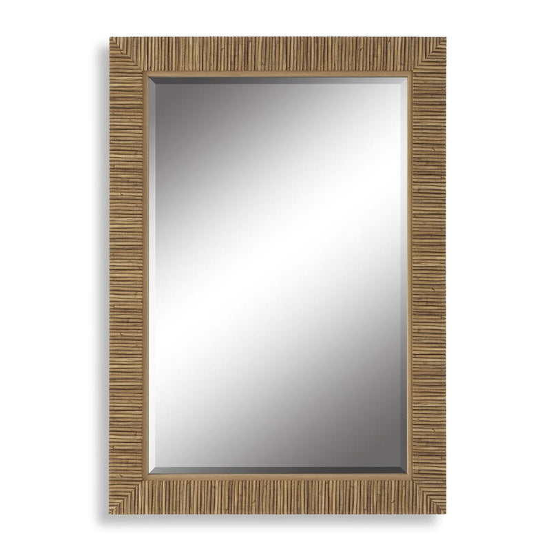 Seavell Coastal Mirror | Modern Rectangle Rattan Polymer Frame Bathroom Vanity Mirror Mounted Vertical or Horizontal (25 in. W x 35 in. H x 2 in. D)
