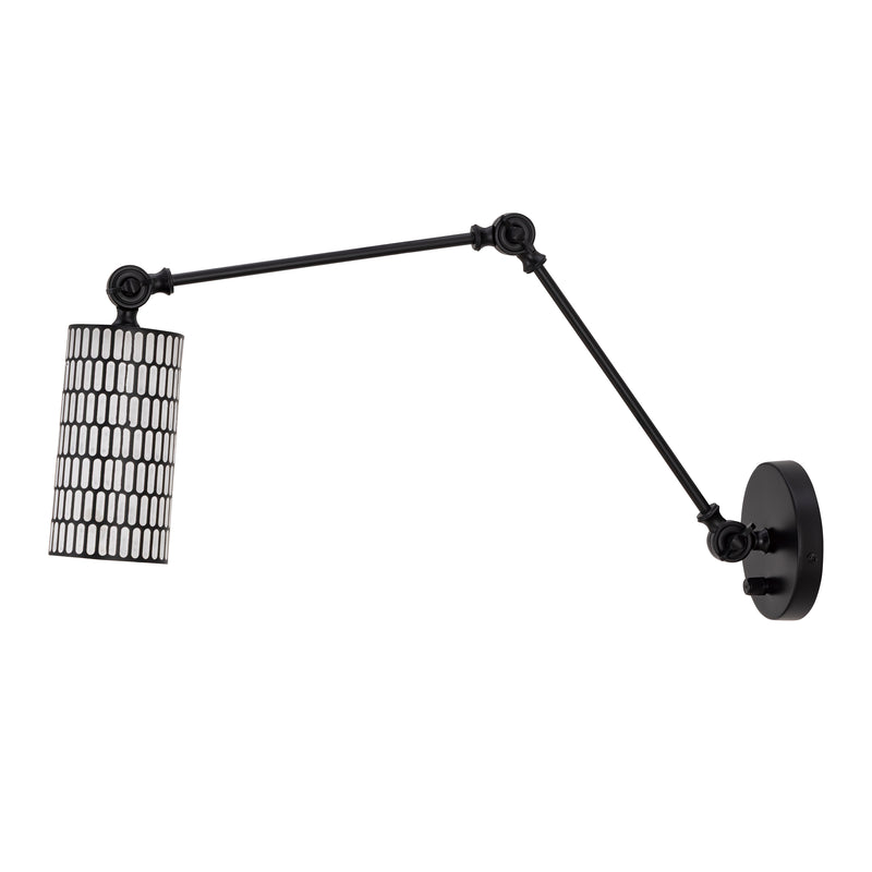 Maxim 29120BKWT Shaka 1 Light Swing Arm Wall Sconce | Black / White