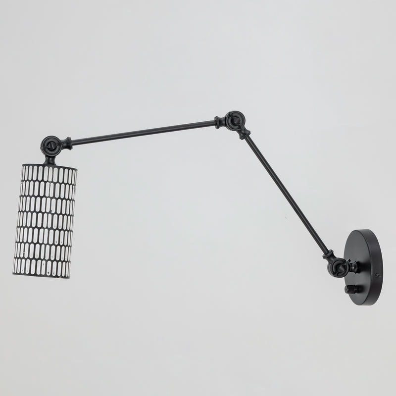 Maxim 29120BKWT Shaka 1 Light Swing Arm Wall Sconce | Black / White