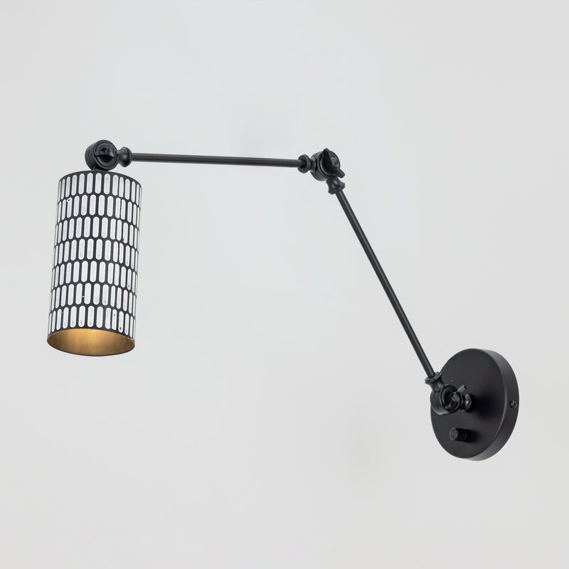 Maxim 29120BKWT Shaka 1 Light Swing Arm Wall Sconce | Black / White