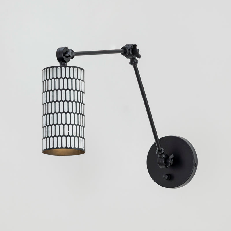 Maxim 29120BKWT Shaka 1 Light Swing Arm Wall Sconce | Black / White
