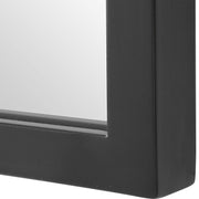Treva Satin Black Mirror | Modern Arch Iron Frame Bathroom Vanity Mirror (22 in. W x 36 in. H x 1 in. D)