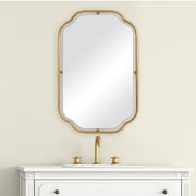 Lunelle Antique Gold Mirror | Modern Rectangle Iron Frame Bathroom Vanity Mirror Mounted Vertical or Horizontal (22 in. W x 35 in. H x 1 in. D)