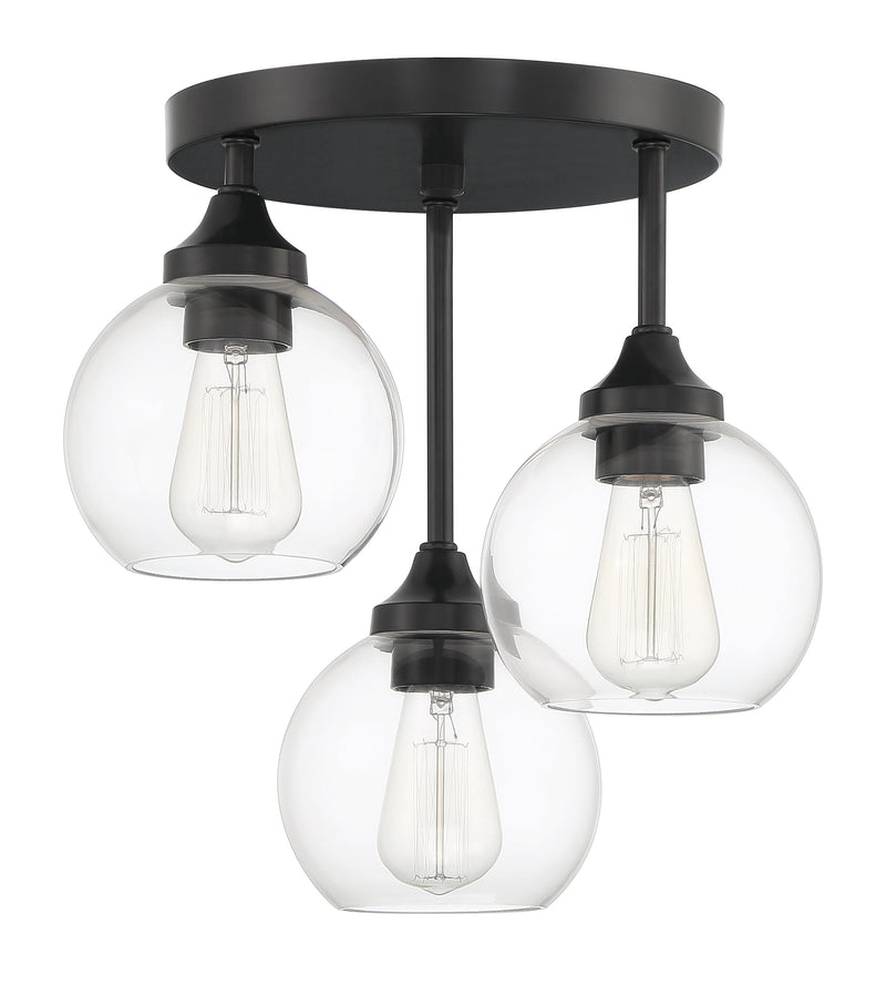 Craftmade 56253-FB Glenda 3 Light Semi Flush -Flat Black - ALCOVE LIGHTING