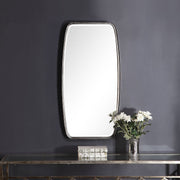 Nexa Antique Silver Leaf Mirror | Modern Rectangle Metal Frame Bathroom Vanity Mirror with Rounded Corners Mounted Vertical or Horizontal (20 in. W x 40 in. H x 2 in. D)