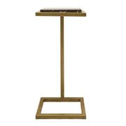 Riva Accent Table | Antiqued Gold and Brown Emperador Marble Top (10 in. W x 23 in. H x 8 in. D)