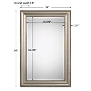 Averon Champagne Silver Leaf Mirror | Classic Rectangle Engineered Wood Frame Bathroom Vanity Mirror Mounted Vertical or Horizontal (24 in. W x 36 in. H x 2 in. D)