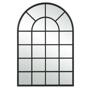 Fenestra Matte Black Mirror | Modern Arch Windowpane Iron Frame Mirror (30 in. W x 44 in. H x 1 in. D)